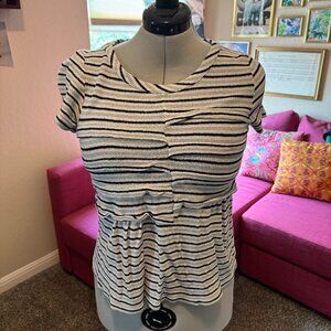 Marc by Marc Jacobs Ruched Peplum Stripe Tee